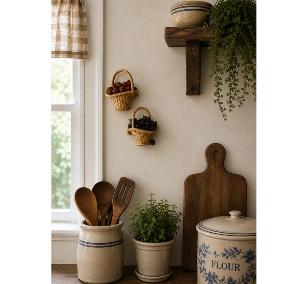 2 piece Burwood fruit basket wall hangings 6"